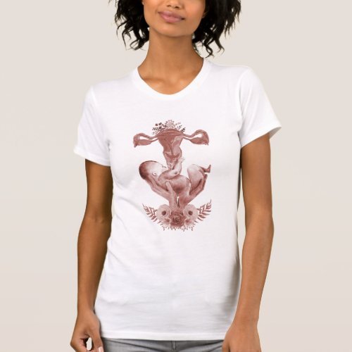 ObGyn Midwife Floral Childbirth Cervix Ovaries T_Shirt