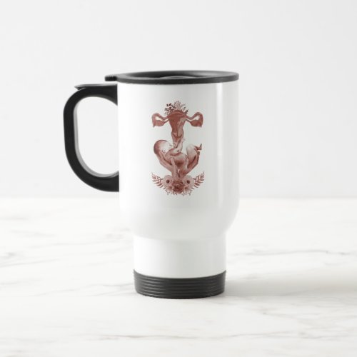 ObGyn Midwife Floral Childbirth Cervix Ovaries Travel Mug