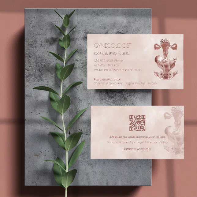 OB/GYN Modern Floral Medical Business Card | Zazzle