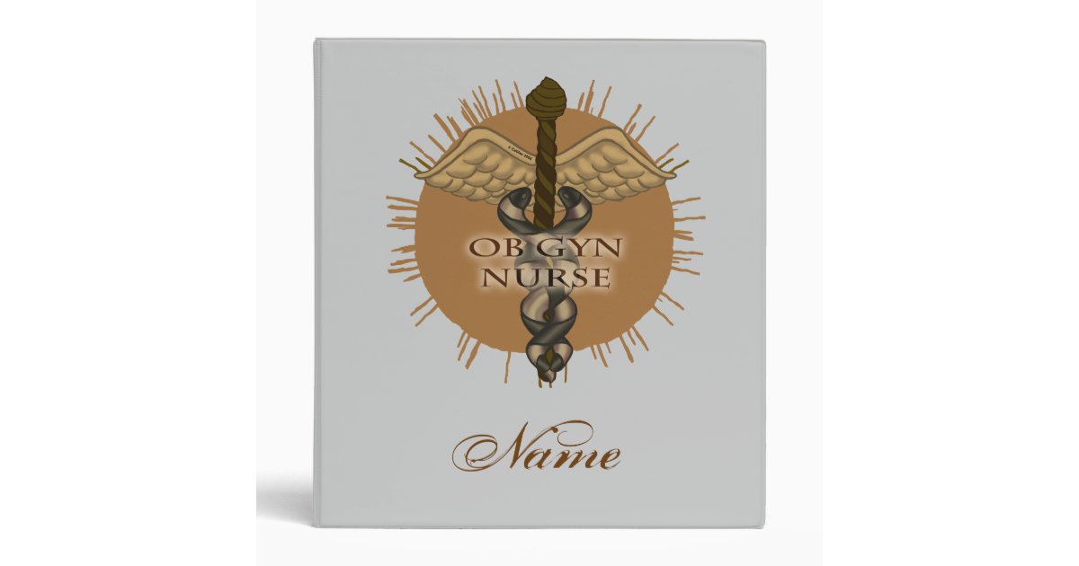 OB GYN Nurse Caduceus 3 Ring Binder | Zazzle