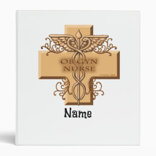 Ob Gyn Nurse cross Caduceus 3 Ring Binder