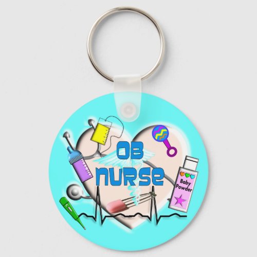 OB Nurse Art Gifts Keychain