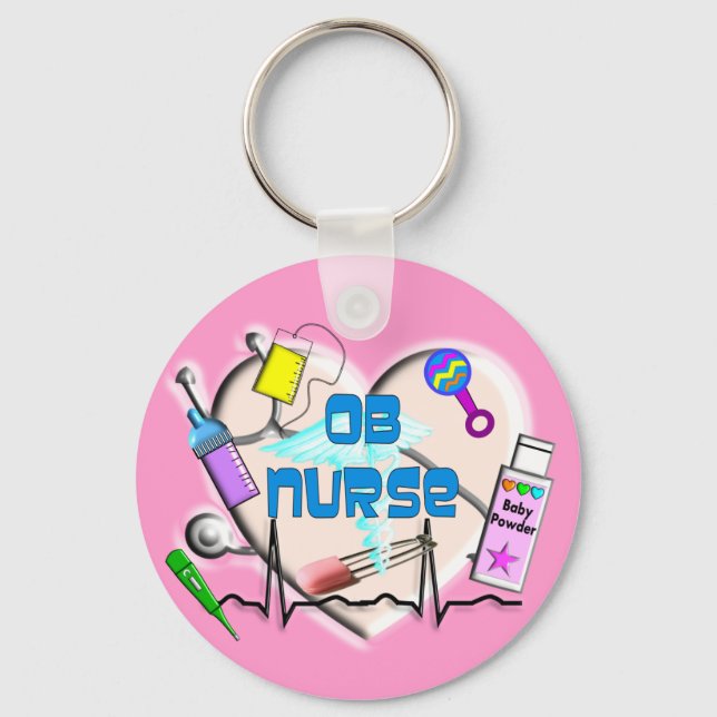 OB Nurse Art Gifts Keychain (Front)