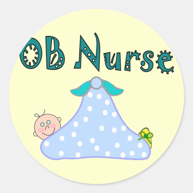 OB Nurse Gifts, Baby in Blanket--Adorable Classic Round Sticker (Front)
