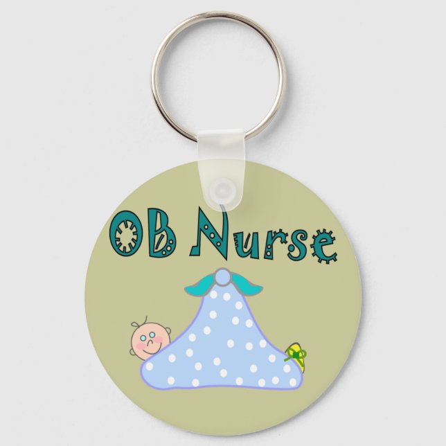 OB Nurse Gifts, Baby in Blanket--Adorable Keychain (Front)