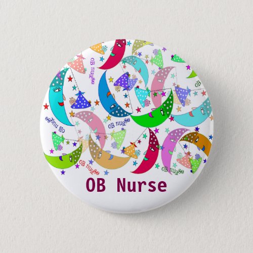 OB Nurse Name Button Moons and Babies Art