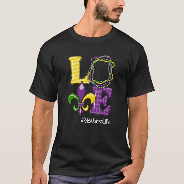 OB Nurse Nurse Mardi Gras Leopard Festival Party T-Shirt (Front)