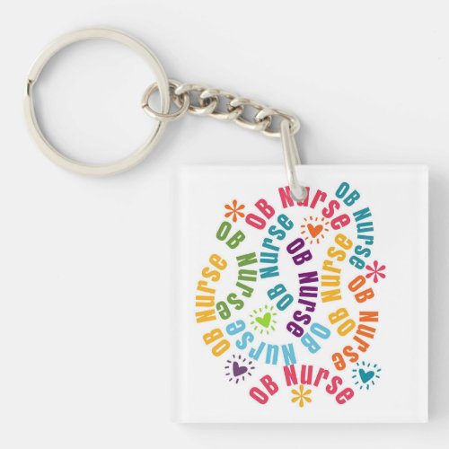 OB Nurse Words Silver Plated  Keychain