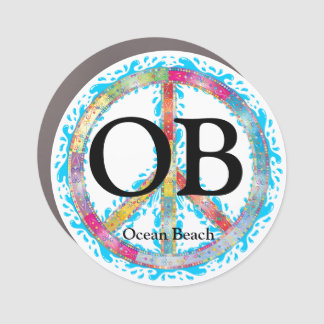 OB Ocean Beach California Peace Sign Car Magnet