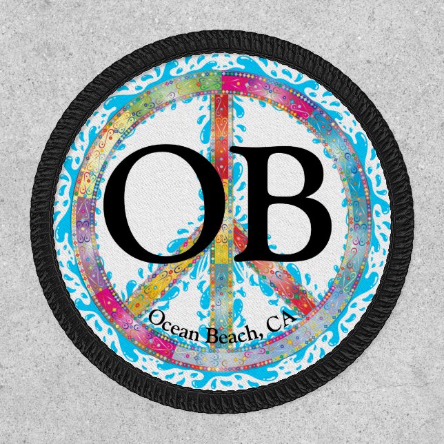 OB Ocean Beach California Peace Sign Patch (Front)
