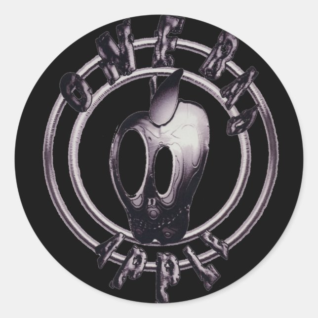 OBA metallic apple skull logo sticker (Front)