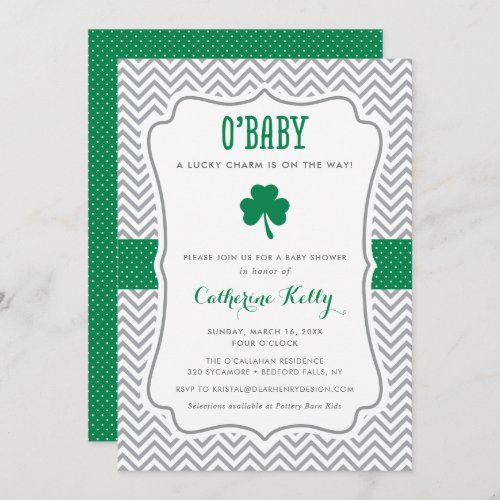 OBaby Lucky Charm Shamrock Baby Shower Invitation