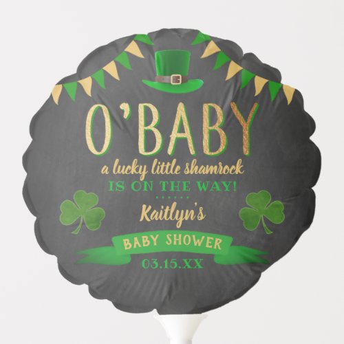 OBaby St Patricks Day Baby Shower Balloon