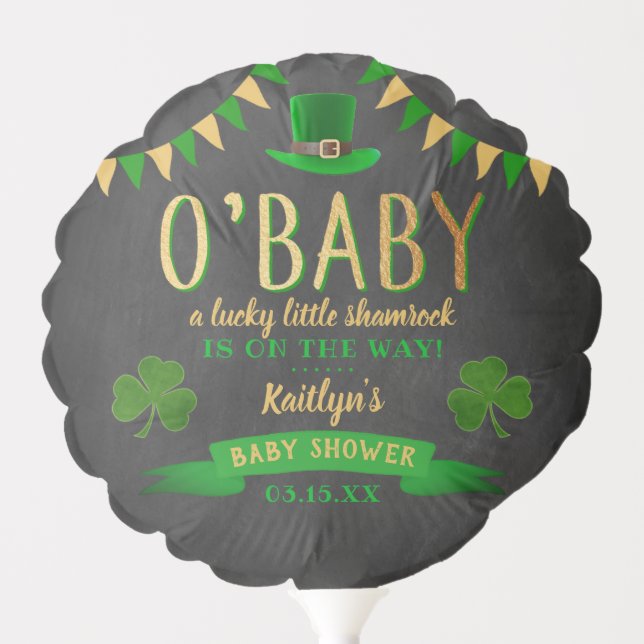 O'Baby St. Patrick's Day Baby Shower Balloon (Front)