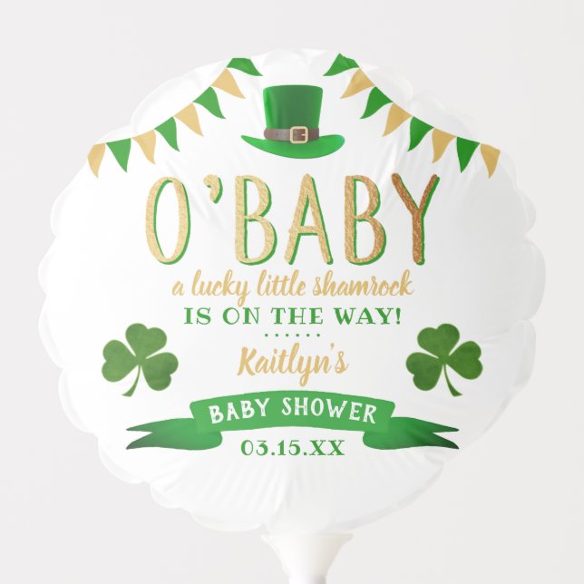 O'Baby St. Patrick's Day Baby Shower Balloon (Front)