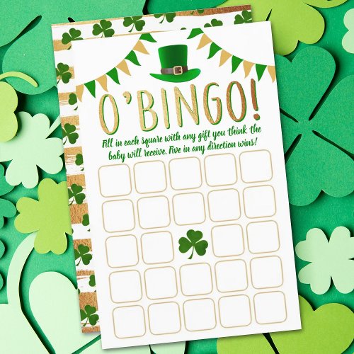 OBaby St Patricks Day Baby Shower Bingo Game