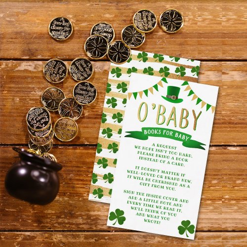 OBaby St Patricks Day Baby Shower Book Request Enclosure Card