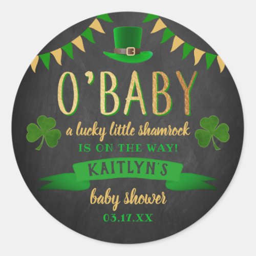 OBaby St Patricks Day Baby Shower Classic Round Sticker