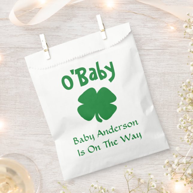 O'Baby St Patrick's Day Baby Shower Favor Bag (Clipped)