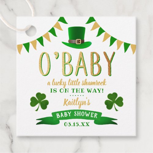 OBaby St Patricks Day Baby Shower Favor Tags