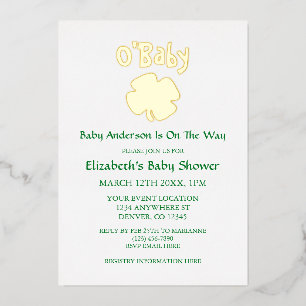 O'Baby St Patrick's Day Baby Shower Foil Invitation