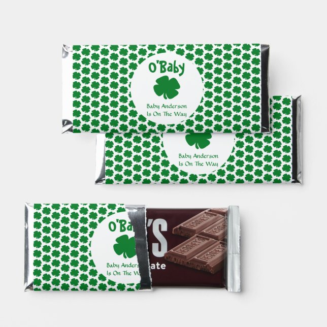 O'Baby St Patrick's Day Baby Shower Hershey Bar Favors (Front)