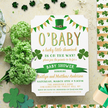 O'baby St. Patrick's Day Baby Shower Invitations