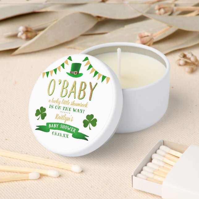 O'Baby St. Patrick's Day Baby Shower Mini Candle Favors (Insitu)