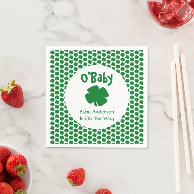 O'Baby St Patrick's Day Baby Shower Napkins (Insitu)