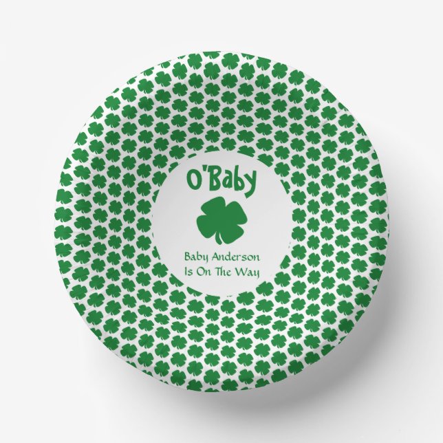 O'Baby St Patrick's Day Baby Shower Paper Bowls (Front)
