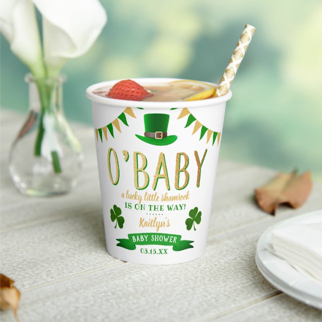 O'Baby St. Patrick's Day Baby Shower Paper Cups (Insitu)