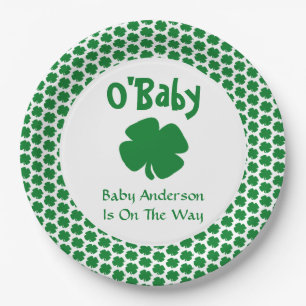O'Baby St Patrick's Day Baby Shower Paper Plates