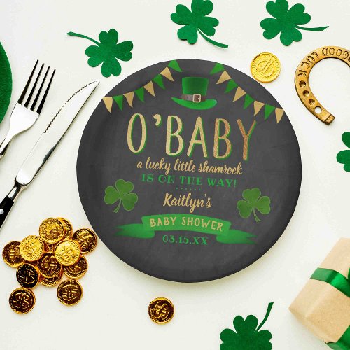OBaby St Patricks Day Baby Shower Paper Plates