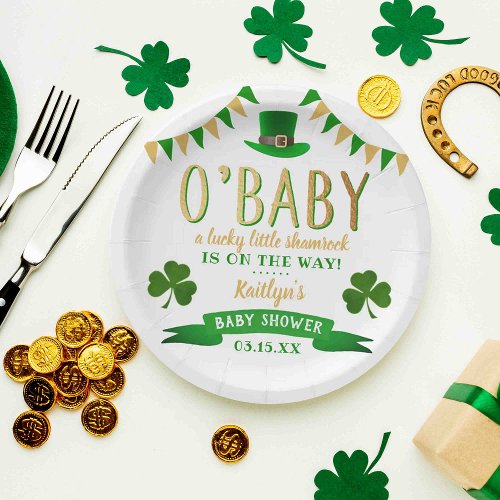 OBaby St Patricks Day Baby Shower Paper Plates