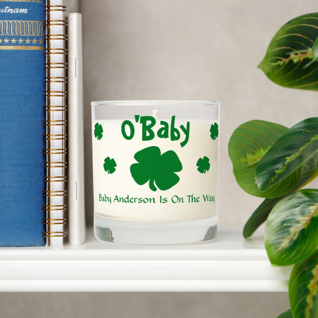 O'Baby St Patrick's Day Baby Shower Scented Candle (Shelf)