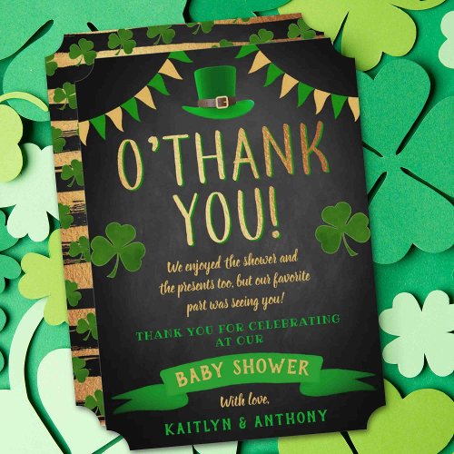 OBaby St Patricks Day Baby Shower Thank You Card