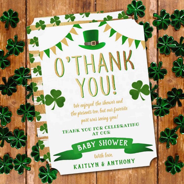 O'Baby St. Patrick's Day Baby Shower Thank You Card (Creator Uploaded)