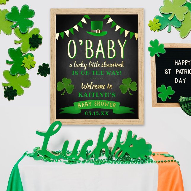 O'Baby St. Patrick's Day Baby Shower Welcome Foil Prints (Creator Uploaded)