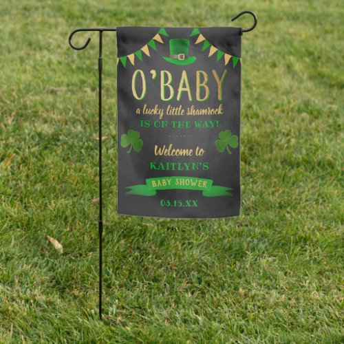 OBaby St Patricks Day Baby Shower Welcome Garden Flag