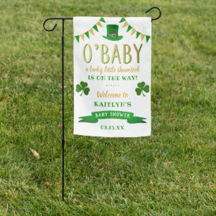 O'Baby St. Patrick's Day Baby Shower Welcome Garden Flag