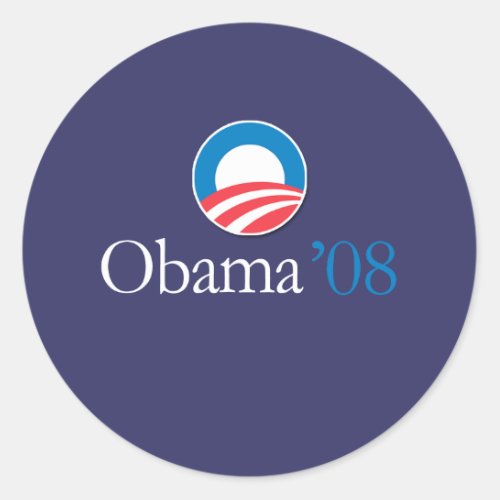 Obama 08 classic round sticker