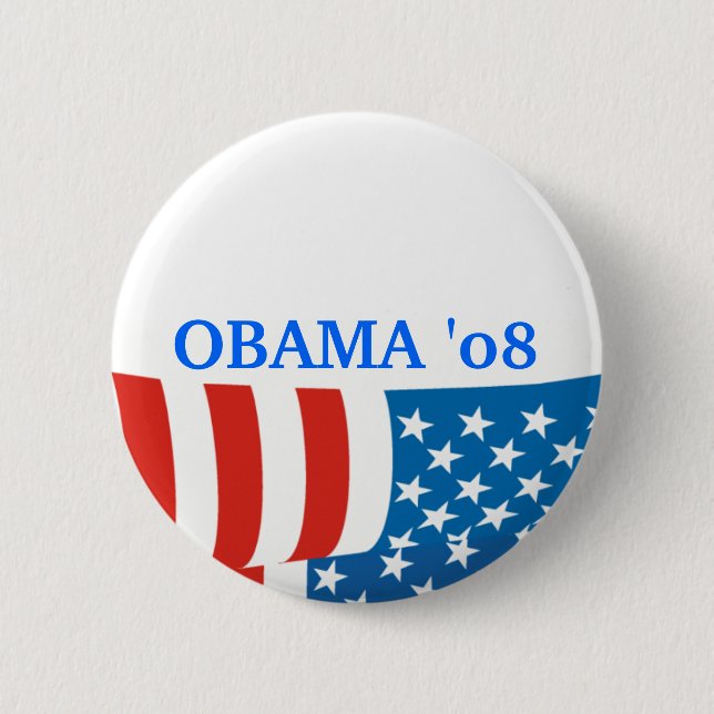 Obama '08 Flag Pinback Button (Front)