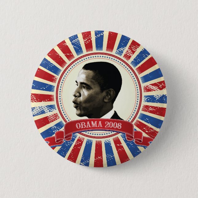 Obama 2008 Circle Burst Button 61027 (Front)