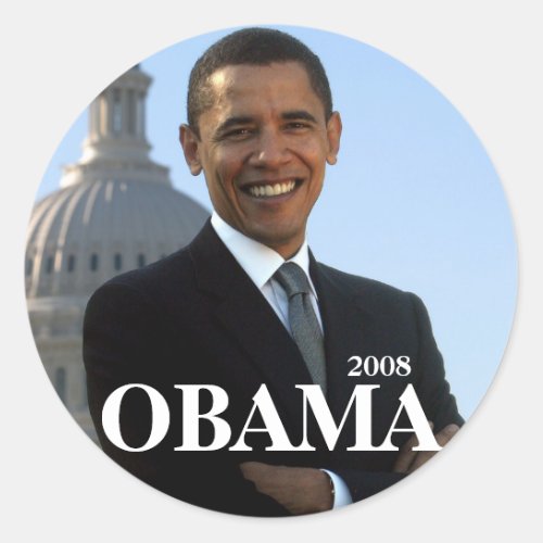 OBAMA 2008 CLASSIC ROUND STICKER