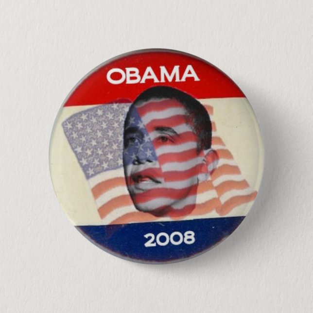 Obama 2008 Flag Pinback Button (Front)