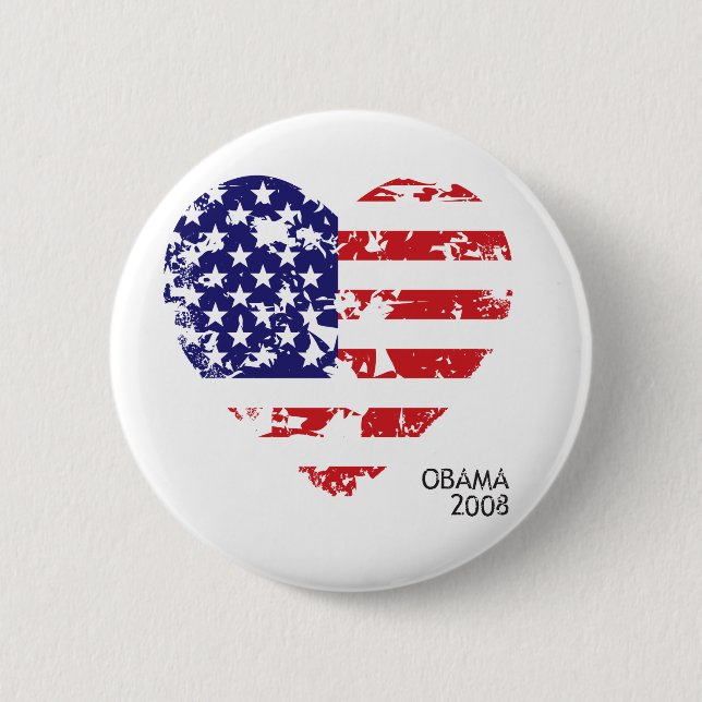 Obama 2008 Heart Flag Button 61025 (Front)