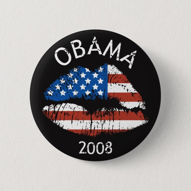 Obama 2008 US Lips Button 61015 (Front)