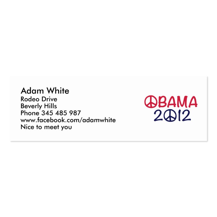 Obama 2012 business card templates