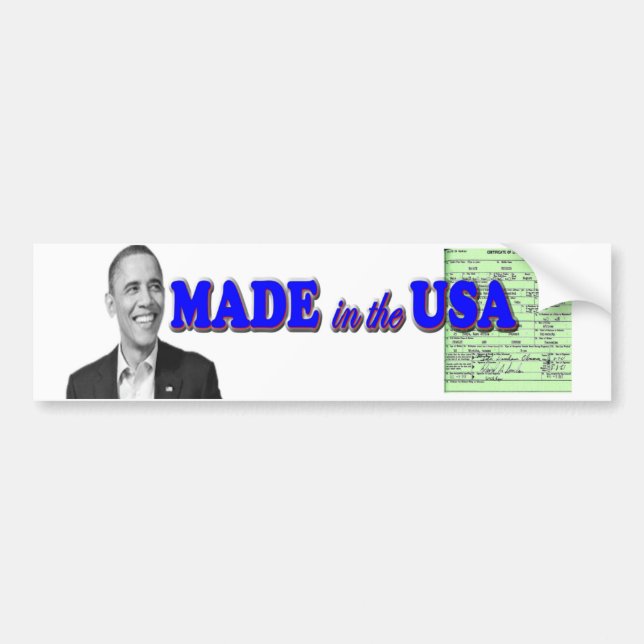 Obama 2012 Made in USA Bumper Sticker (Front)