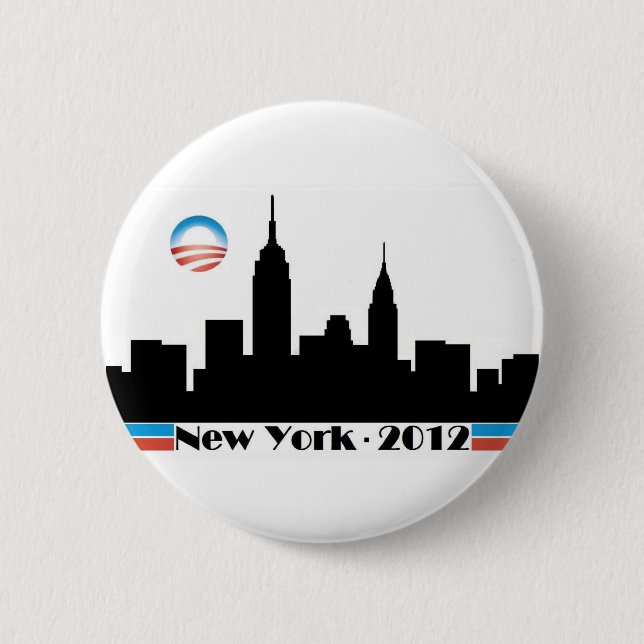 Obama 2012 New York City Skyline Button (Front)
